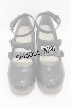 画像1: Amavel / ダブルリボンウッドライクソールパンプス L ブラック H-25-08-14-1044-CA-SH-NS-ZH