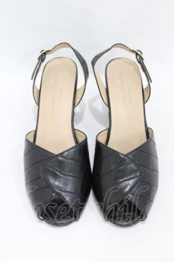 画像1: an another angelus / クロコバックストラップサンダル M/23.5cm ブラック H-25-08-14-1045-CA-SH-NS-ZH