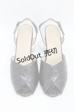 画像1: an another angelus / クロコバックストラップサンダル M/23.5cm ブラック H-25-08-14-1045-CA-SH-NS-ZH