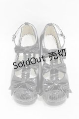 DearMyLoveEmily / ハートヒールトリプルリボンシューズ 24.0cm ブラックエナメル H-25-08-14-1046-0-SH-NS-ZH
