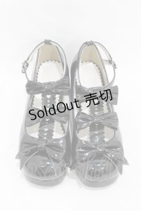 DearMyLoveEmily / ハートヒールトリプルリボンシューズ 24.0cm ブラックエナメル H-25-08-14-1046-0-SH-NS-ZH