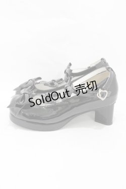 画像2: DearMyLoveEmily / ハートヒールトリプルリボンシューズ 24.0cm ブラックエナメル H-25-08-14-1046-0-SH-NS-ZH