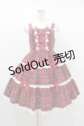 Angelic Pretty / タータンチェック肩リボンジャンパースカート Free レッド H-25-08-14-1006-AP-OP-NS-ZH