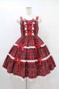 Angelic Pretty / タータンチェック肩リボンジャンパースカート Free レッド H-25-08-14-1006-AP-OP-NS-ZH