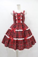 画像1: Angelic Pretty / タータンチェック肩リボンジャンパースカート Free レッド H-25-08-14-1006-AP-OP-NS-ZH (1)