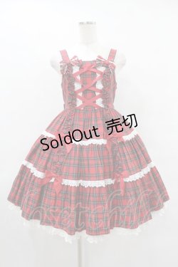 画像1: Angelic Pretty / タータンチェック肩リボンジャンパースカート Free レッド H-25-08-14-1006-AP-OP-NS-ZH