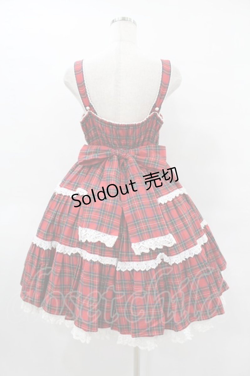 画像2: Angelic Pretty / タータンチェック肩リボンジャンパースカート Free レッド H-25-08-14-1006-AP-OP-NS-ZH (2)