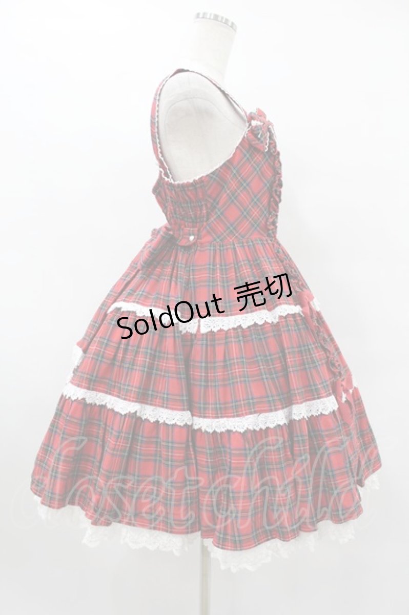 画像3: Angelic Pretty / タータンチェック肩リボンジャンパースカート Free レッド H-25-08-14-1006-AP-OP-NS-ZH (3)