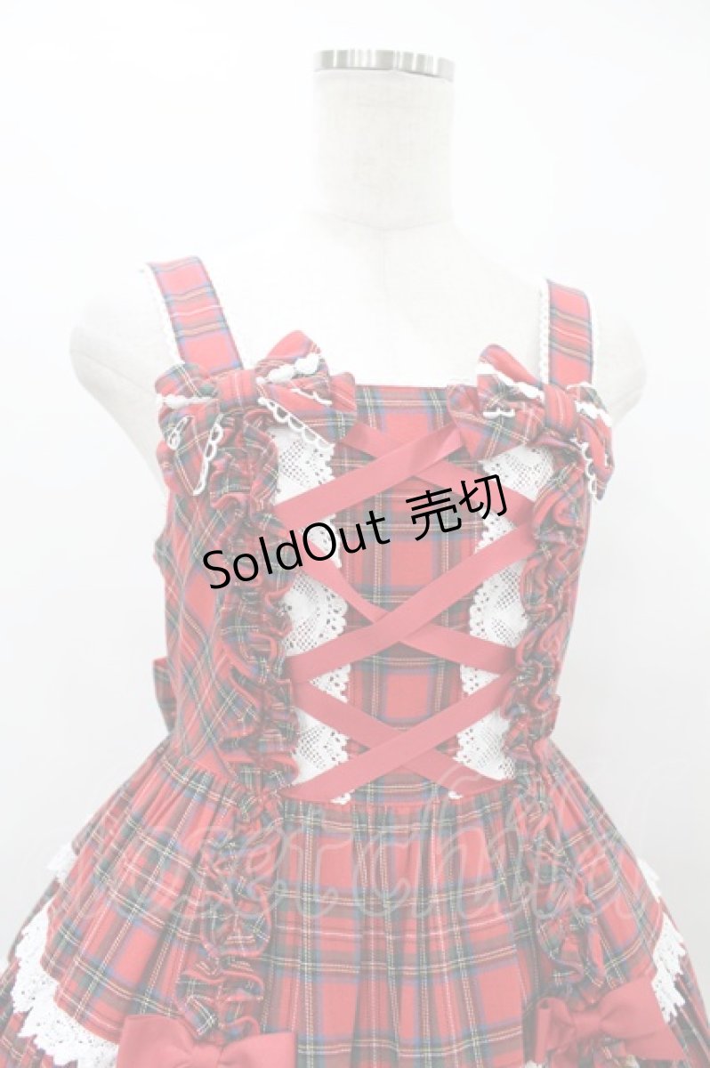 画像4: Angelic Pretty / タータンチェック肩リボンジャンパースカート Free レッド H-25-08-14-1006-AP-OP-NS-ZH (4)