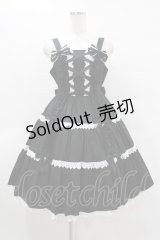 Angelic Pretty / 肩リボンジャンパースカート Free ブラック H-25-08-14-1008-AP-OP-NS-ZH