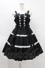 画像1: Angelic Pretty / 肩リボンジャンパースカート Free ブラック H-25-08-14-1008-AP-OP-NS-ZH (1)