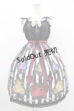 画像1: Enchantlic Enchantilly / トランプローズシャンタンジャンパースカート Free ブラック H-25-08-14-1011-LO-OP-NS-ZH