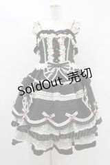 Yolanda（海外ロリータブランド） / ティアードジャンパースカート XXXL ブラック H-25-08-14-1016-EL-OP-NS-ZH