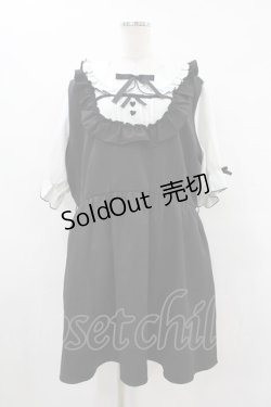 画像1: DearMyLoveWhip / お茶会フリルハートリボンワンピース 5L ブラック H-25-08-14-1021-0-OP-NS-ZH