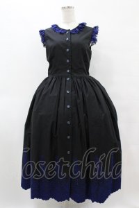 Moi-meme-Moitie / Rose Garden刺繍サンドレス 9号 黒×青 H-25-08-14-006-MO-OP-KB-ZH