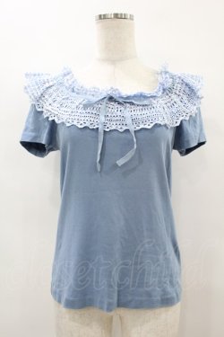 画像1: Jane Marple / カットワークギンガムカットソー  サックス H-25-08-14-012-JM-TO-KB-ZH