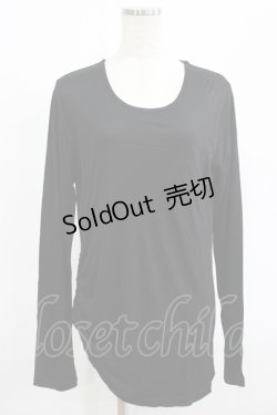 画像1: GADGET GROW / サイドギャザーカットソー  黒 H-25-08-15-025-GO-TO-KB-ZH
