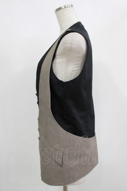 画像2: GADGET GROW / レイヤード風ベスト  黒×グレージュ H-25-08-15-031-GO-TO-KB-ZH