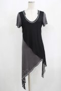 Sixh / メッシュ切替カットソー  グレー×黒 H-25-08-15-034-HN-TO-KB-ZH