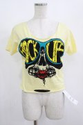 GLAD NEWS / フェイスプリントカットTシャツ  イエロー H-25-08-15-045-GL-TO-KB-ZH
