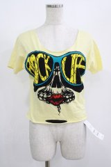 GLAD NEWS / フェイスプリントカットTシャツ  イエロー H-25-08-15-045-GL-TO-KB-ZH