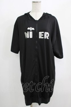 画像1: NieR Clothing / 半袖ZIPパーカー  黒 H-25-08-15-048-PU-TO-KB-ZH