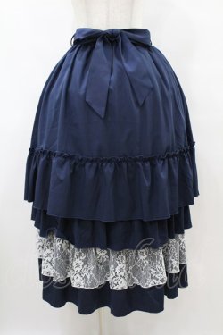 画像1: axes femme / レース使いティアードスカート Free ネイビー H-25-08-15-1048-AX-SK-NS-ZH