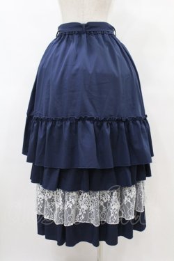 画像2: axes femme / レース使いティアードスカート Free ネイビー H-25-08-15-1048-AX-SK-NS-ZH
