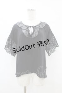 axes femme / レース切替トップス M ブラック H-25-08-15-1054-AX-TO-NS-ZH