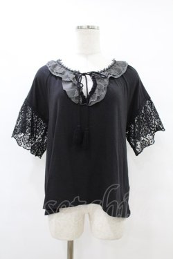 画像1: axes femme / レース切替トップス M ブラック H-25-08-15-1054-AX-TO-NS-ZH