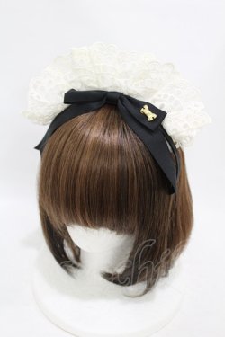 画像1: Angelic Pretty / Fancyリボンメイド風カチューシャ  オフ/ブラック H-25-08-15-1008-AP-AC-NS-ZH