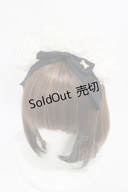 画像1: Angelic Pretty / Fancyリボンメイド風カチューシャ  オフ/ブラック H-25-08-15-1008-AP-AC-NS-ZH