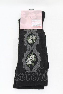 画像1: m petit by misako / ECAMOVKバラレースソックス  ブラック H-25-08-15-1021-LO-ZA-NS-ZH