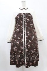 axes femme / ビスチェ切替Aライン花柄ワンピース M ブラウン H-25-08-15-1037-AX-OP-NS-ZH