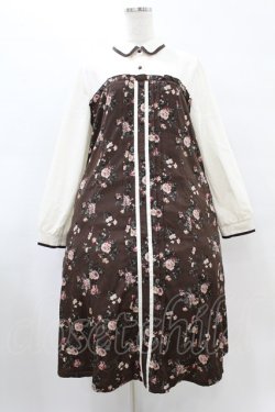 画像1: axes femme / ビスチェ切替Aライン花柄ワンピース M ブラウン H-25-08-15-1037-AX-OP-NS-ZH