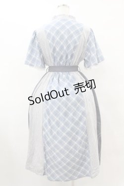 画像2: axes femme / チェック切替パッチワークワンピース Free ブルー H-25-08-15-1039-AX-OP-NS-ZH