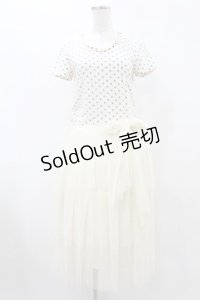 axes femme / ドット×チュールカットワンピース M オフ H-25-08-15-1041-AX-SK-NS-ZH