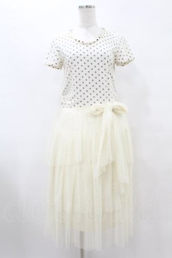 画像1: axes femme / ドット×チュールカットワンピース M オフ H-25-08-15-1041-AX-SK-NS-ZH