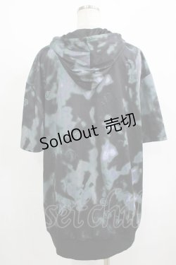 画像3: NieR Clothing / 総柄ZIP半袖パーカー  黒 H-25-08-15-054-PU-TO-KB-ZH