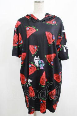 画像1: NieR Clothing / 半袖プルパーカー  黒 H-25-08-15-055-PU-TO-KB-ZH