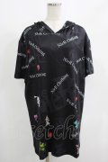 NieR Clothing / 総柄半袖プルパーカー  黒 H-25-08-15-060-PU-TO-KB-ZH