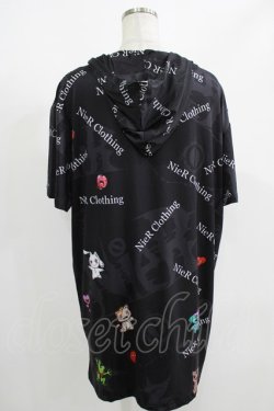画像3: NieR Clothing / 総柄半袖プルパーカー  黒 H-25-08-15-060-PU-TO-KB-ZH