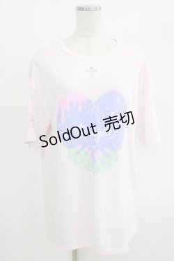 画像1: LISTEN FLAVOR / フラジャイルハ-トクロスくり抜きカットソー  ピンク H-25-08-15-071-PU-TO-KB-ZT493