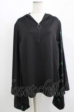 画像1: NieR Clothing / STRETCH PULLOVER着物風袖【和柄漢字】  黒 H-25-08-16-004-PU-TO-KB-ZH