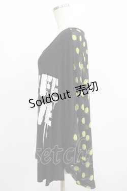 画像2: HELL CAT PUNKS / ドット切替ドルマンカットソー  ブラック×イエロー H-25-08-16-040-PU-TO-KB-ZH