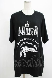 NieR Clothing / プリント半袖CUTSEW XL 黒 H-25-08-16-046-PU-TO-KB-ZH