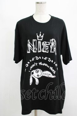 画像1: NieR Clothing / プリント半袖CUTSEW XL 黒 H-25-08-16-046-PU-TO-KB-ZH