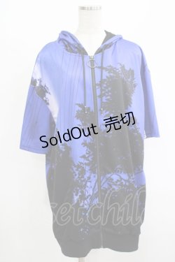 画像1: NieR Clothing / 半袖ZIPパーカー  青 H-25-08-16-048-PU-TO-KB-ZH