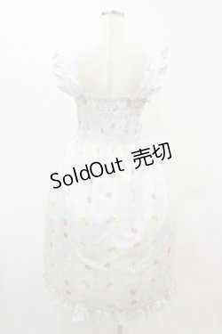 画像2: Nile Perch / シャーリングワンピース Free いちごとくま柄/サックス H-25-08-16-1004-LO-OP-NS-ZH