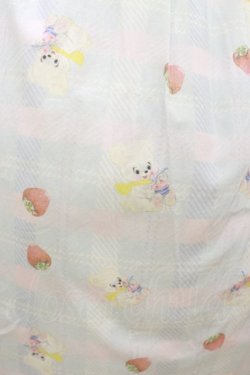 画像3: Nile Perch / シャーリングワンピース Free いちごとくま柄/サックス H-25-08-16-1004-LO-OP-NS-ZH